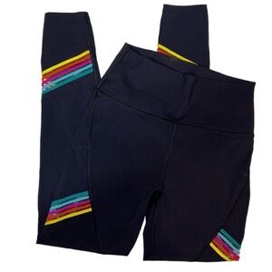 Soulcycle Rainbow Stripe Mesh Black Workout Athletic Yoga Leggings